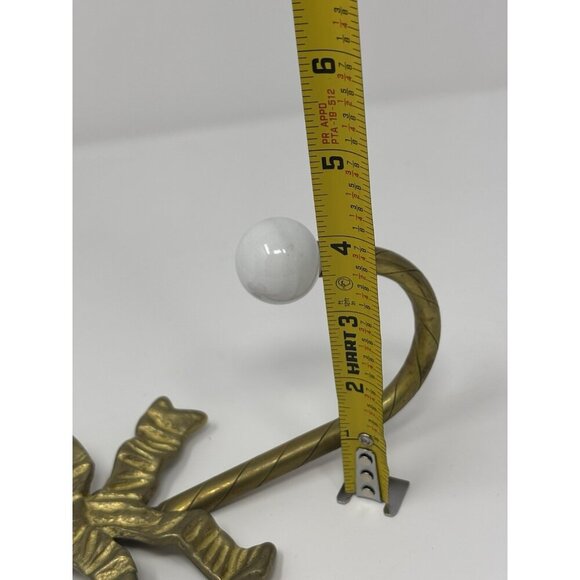 Vintage Brass Bow Wall Hook W/Porcelain Knob Wall Mount Towel Coat Towel Hang - Picture 7 of 7